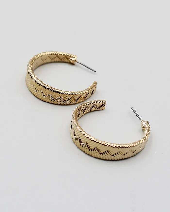 check052022 Earrings Textured Metal Open End Earrings