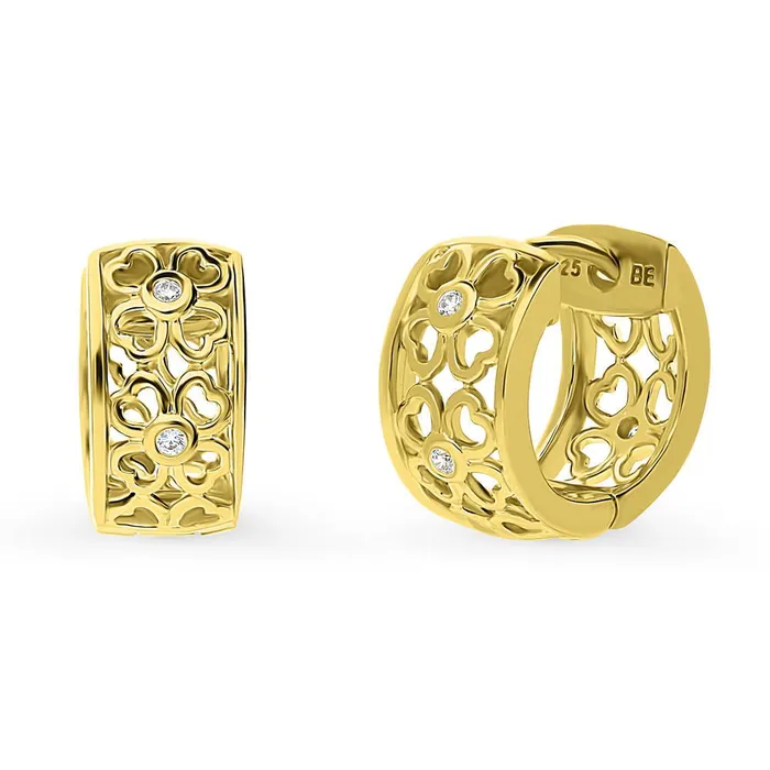 Clover CZ Small Huggie Earrings in Sterling Silver 055 BERRICLE Earrings