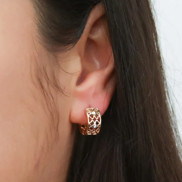 Clover CZ Small Huggie Earrings in Sterling Silver 055 BERRICLE Earrings