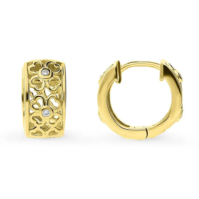 Clover CZ Small Huggie Earrings in Sterling Silver 055 BERRICLE Earrings