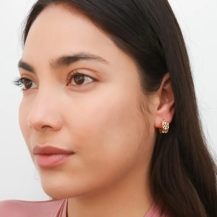 Clover CZ Small Huggie Earrings in Sterling Silver 055 BERRICLE Earrings