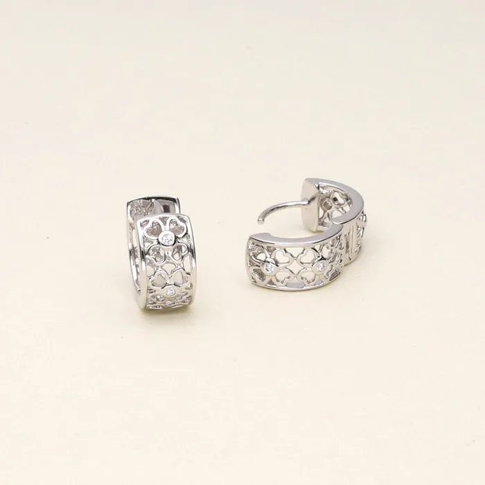 Clover CZ Small Huggie Earrings in Sterling Silver 055 BERRICLE Earrings