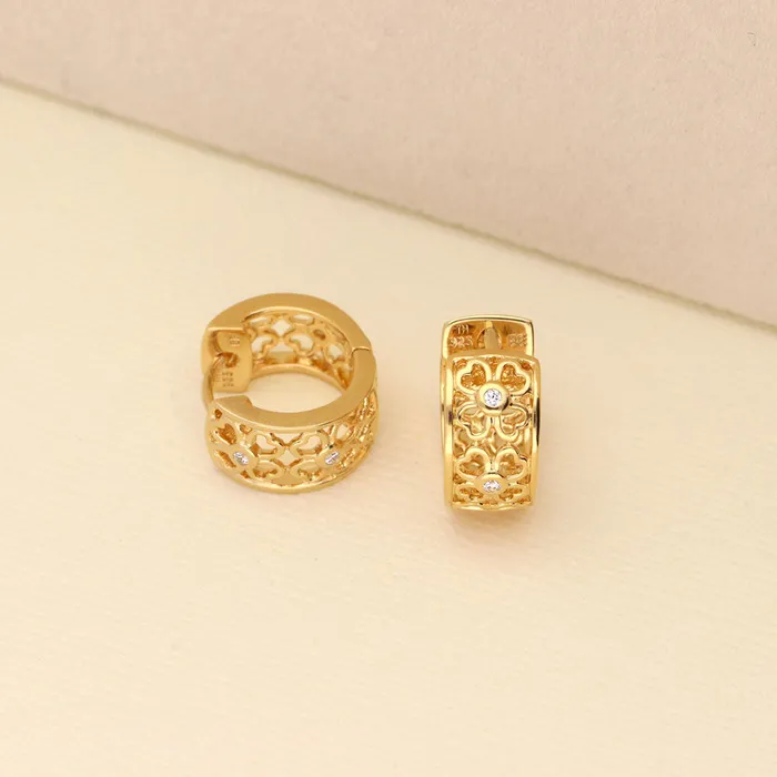 Clover CZ Small Huggie Earrings in Sterling Silver 055 BERRICLE Earrings