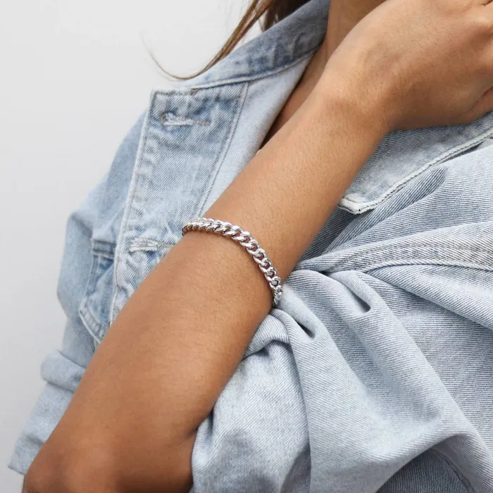Curb Chain Bracelet and Necklace in SilverTone 2 Piece BERRICLE Necklaces