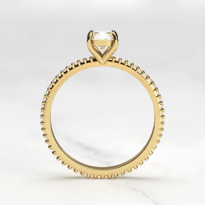 Cushion Full Pave Tapered Moissanite Ring Capucinne Rings