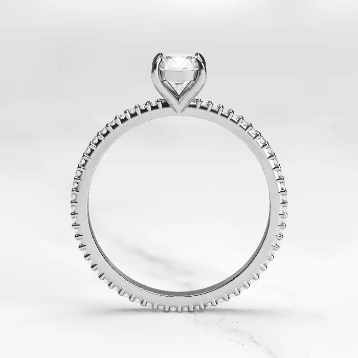 Cushion Full Pave Tapered Moissanite Ring Capucinne Rings