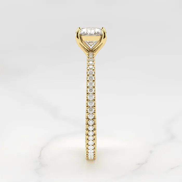 Cushion Full Pave Tapered Moissanite Ring Capucinne Rings