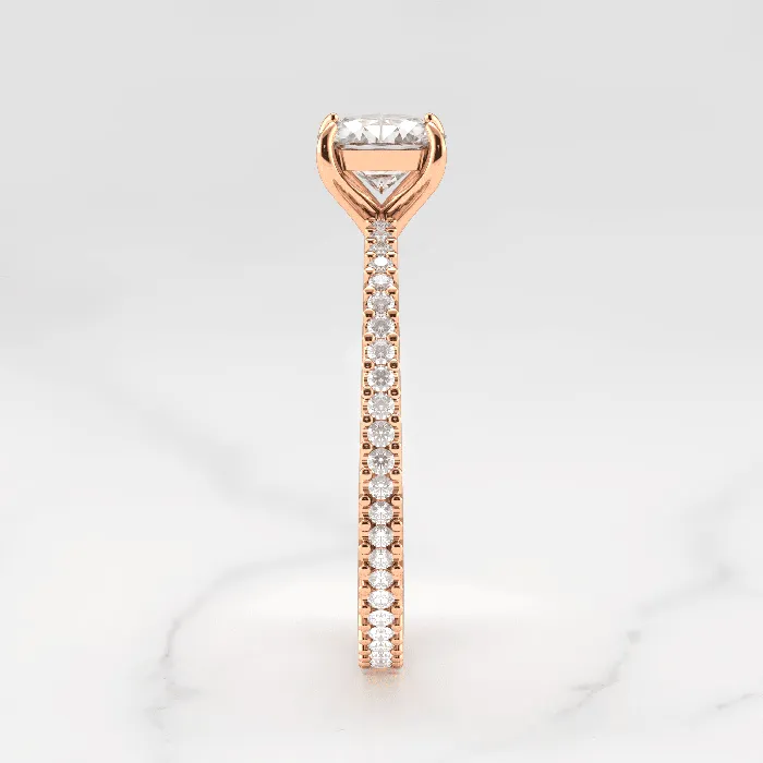 Cushion Full Pave Tapered Moissanite Ring Capucinne Rings