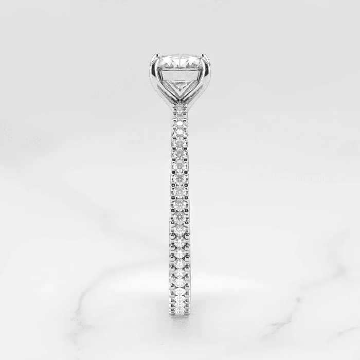 Cushion Full Pave Tapered Moissanite Ring Capucinne Rings