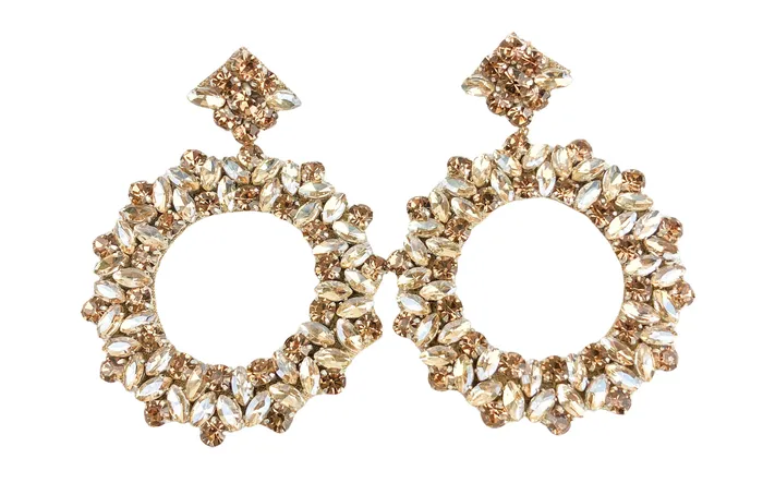 Deepa Gurnani Crystal Circle Earrings in Gold Deepa Gurnani Earrings