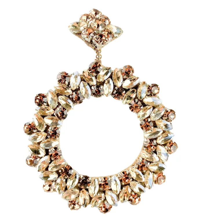Deepa Gurnani Crystal Circle Earrings in Gold Deepa Gurnani Earrings