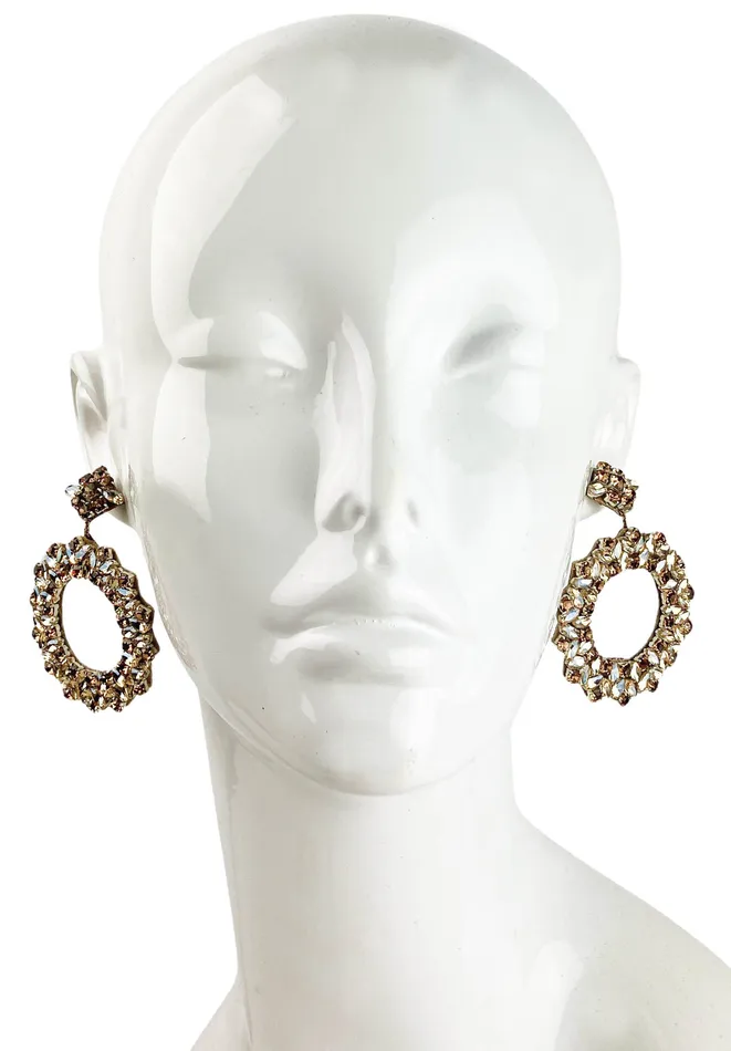 Deepa Gurnani Crystal Circle Earrings in Gold Deepa Gurnani Earrings