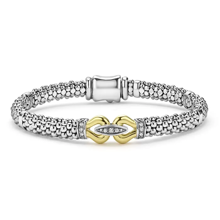 Derby TwoTone Caviar Buckle Diamond Bracelet 6mm LAGOS Bracelets
