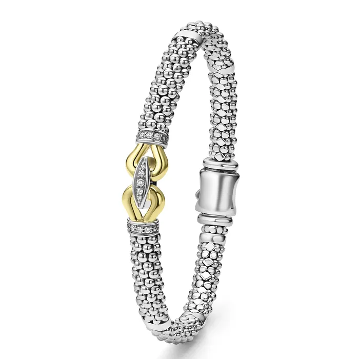 Derby TwoTone Caviar Buckle Diamond Bracelet 6mm LAGOS Bracelets