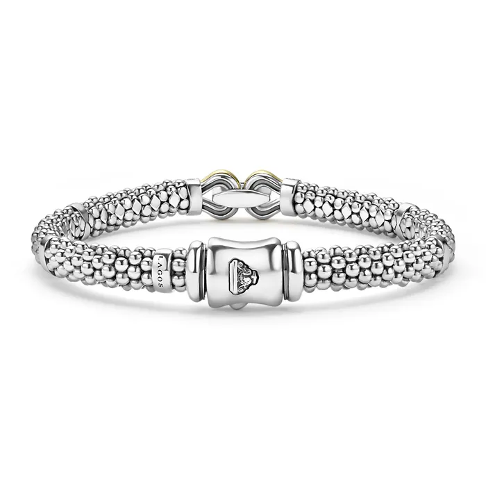 Derby TwoTone Caviar Buckle Diamond Bracelet 6mm LAGOS Bracelets