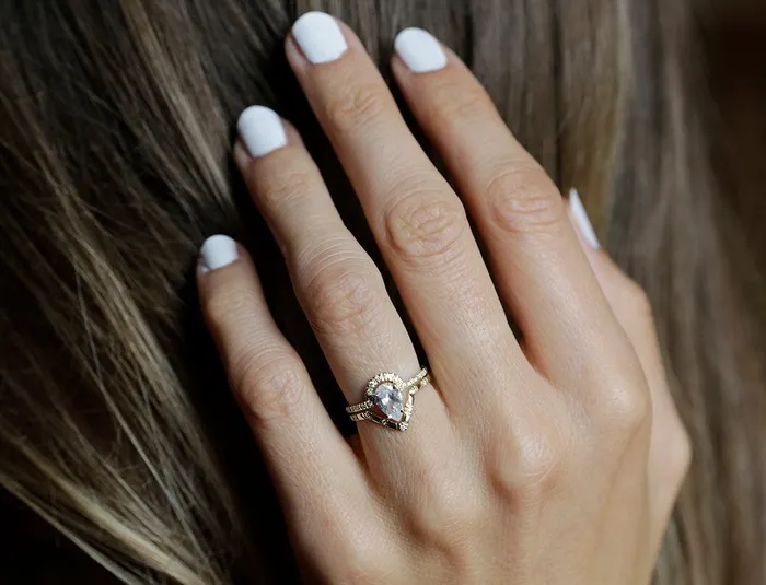 Diamond Ring Set Pear Cut Wedding Ring capucinne Rings