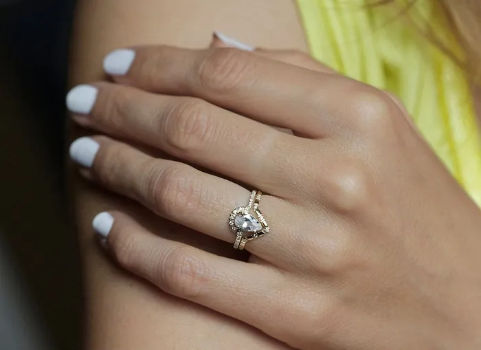 Diamond Ring Set Pear Cut Wedding Ring capucinne Rings
