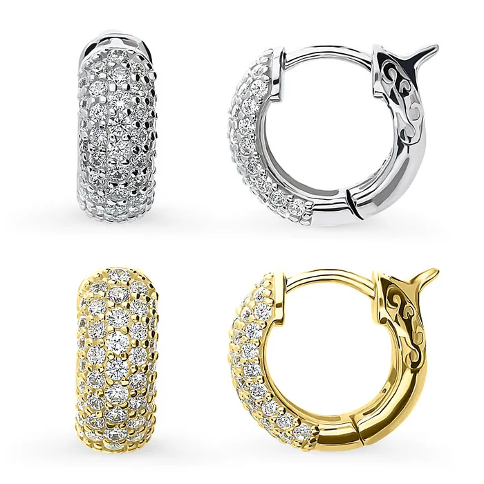 Dome CZ Huggie Earrings in Sterling Silver 2 Pairs BERRICLE Earrings