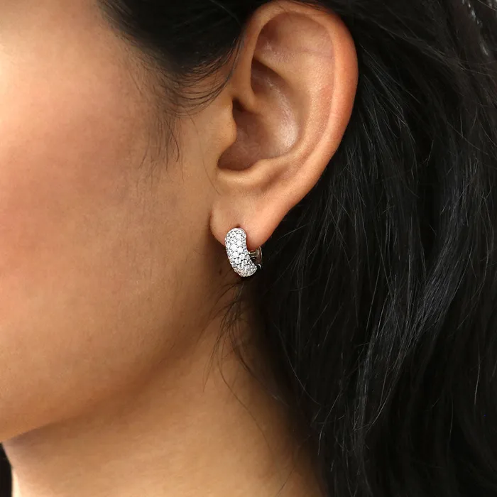 Dome CZ Huggie Earrings in Sterling Silver 2 Pairs BERRICLE Earrings