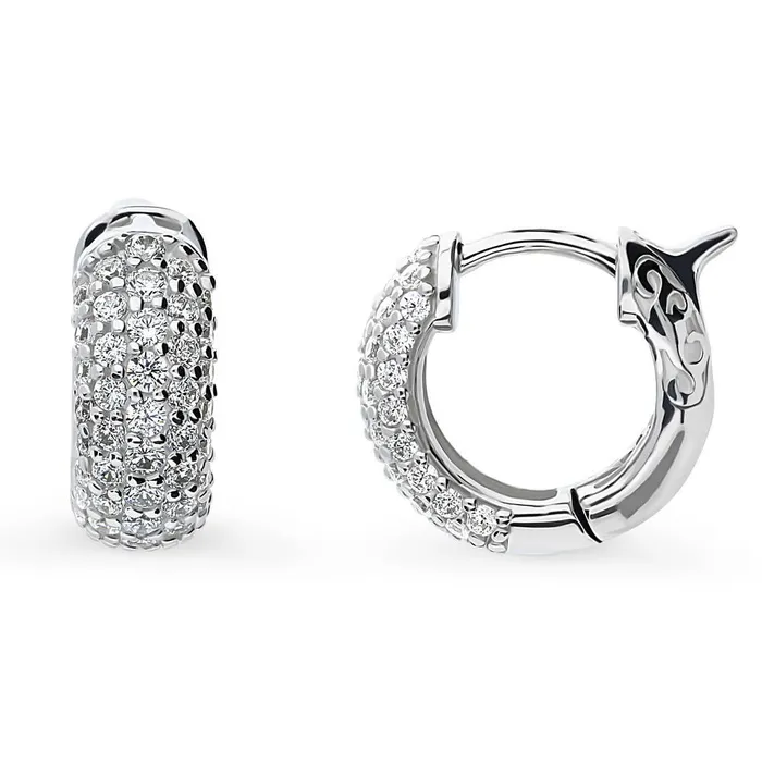Dome CZ Huggie Earrings in Sterling Silver 2 Pairs BERRICLE Earrings