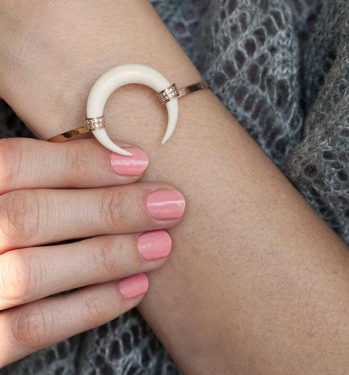 Double Horn Bracelet Rose Gold Horn Bangle Capucinne Bracelets