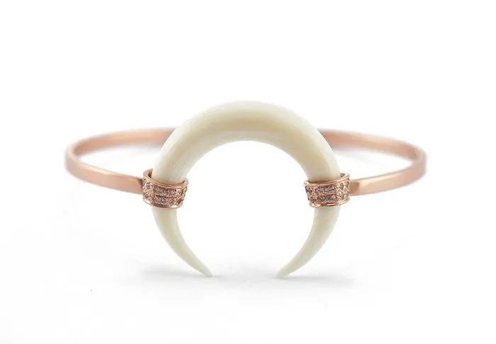 Double Horn Bracelet Rose Gold Horn Bangle Capucinne Bracelets