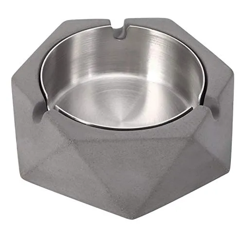 Dropshipped via Social Commerce Network Bracelets Nordic Ins Wind Water Mud Ashtray Household Living Room Stainless Steel Geometric Ashtray Creative Simple Industrial StyleDark Gray