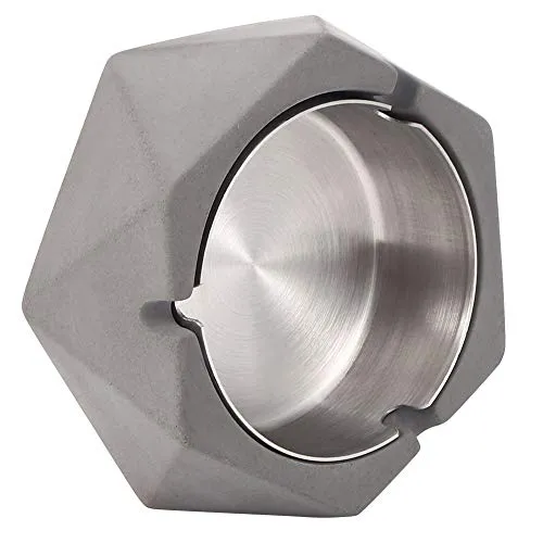 Dropshipped via Social Commerce Network Bracelets Nordic Ins Wind Water Mud Ashtray Household Living Room Stainless Steel Geometric Ashtray Creative Simple Industrial StyleDark Gray