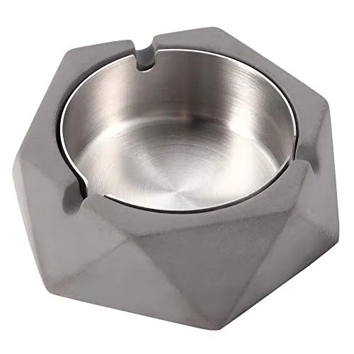 Dropshipped via Social Commerce Network Bracelets Nordic Ins Wind Water Mud Ashtray Household Living Room Stainless Steel Geometric Ashtray Creative Simple Industrial StyleDark Gray