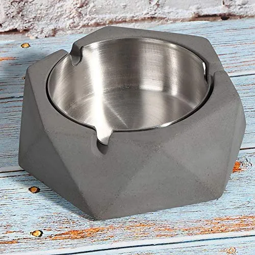Dropshipped via Social Commerce Network Bracelets Nordic Ins Wind Water Mud Ashtray Household Living Room Stainless Steel Geometric Ashtray Creative Simple Industrial StyleDark Gray