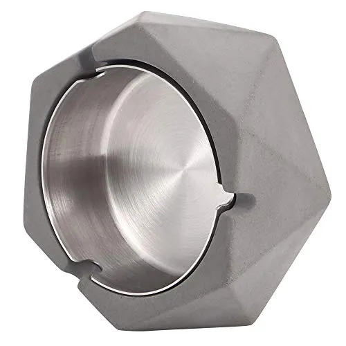 Dropshipped via Social Commerce Network Bracelets Nordic Ins Wind Water Mud Ashtray Household Living Room Stainless Steel Geometric Ashtray Creative Simple Industrial StyleDark Gray