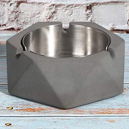 Dropshipped via Social Commerce Network Bracelets Nordic Ins Wind Water Mud Ashtray Household Living Room Stainless Steel Geometric Ashtray Creative Simple Industrial StyleDark Gray