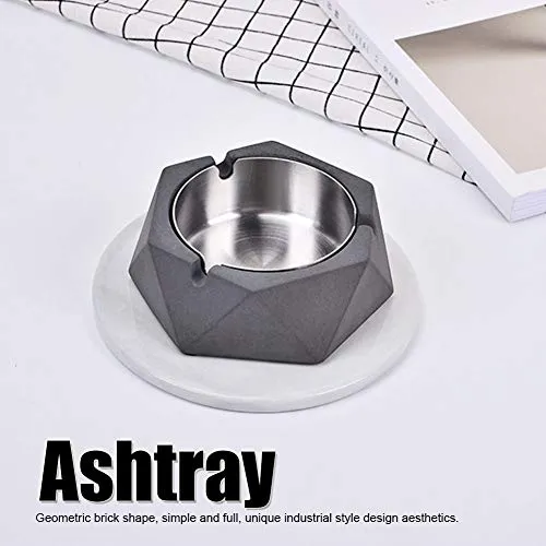Dropshipped via Social Commerce Network Bracelets Nordic Ins Wind Water Mud Ashtray Household Living Room Stainless Steel Geometric Ashtray Creative Simple Industrial StyleDark Gray