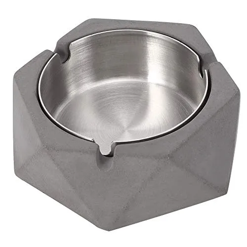 Dropshipped via Social Commerce Network Bracelets Nordic Ins Wind Water Mud Ashtray Household Living Room Stainless Steel Geometric Ashtray Creative Simple Industrial StyleDark Gray