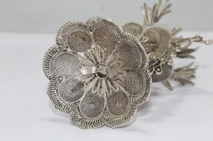 Dropshipped via Social Commerce Network Earrings PH Artistic Traditional Handmade Design Solid Silver Flower Vase Filigree Work Home Decor