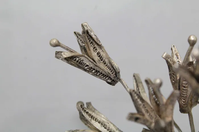 Dropshipped via Social Commerce Network Earrings PH Artistic Traditional Handmade Design Solid Silver Flower Vase Filigree Work Home Decor