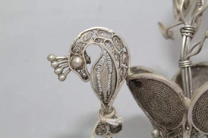 Dropshipped via Social Commerce Network Earrings PH Artistic Traditional Handmade Design Solid Silver Flower Vase Filigree Work Home Decor