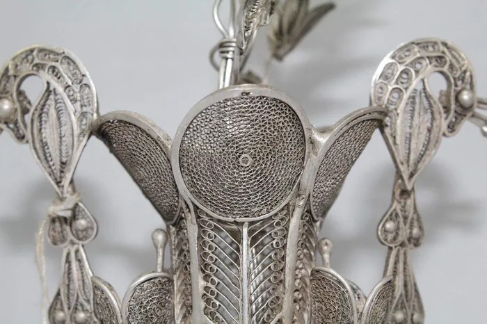 Dropshipped via Social Commerce Network Earrings PH Artistic Traditional Handmade Design Solid Silver Flower Vase Filigree Work Home Decor