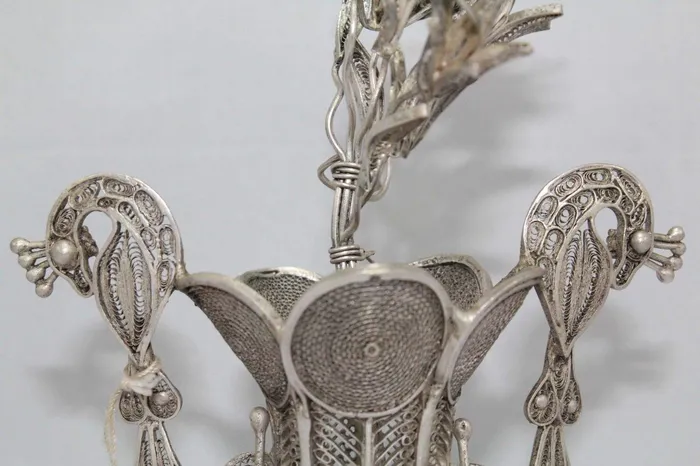 Dropshipped via Social Commerce Network Earrings PH Artistic Traditional Handmade Design Solid Silver Flower Vase Filigree Work Home Decor