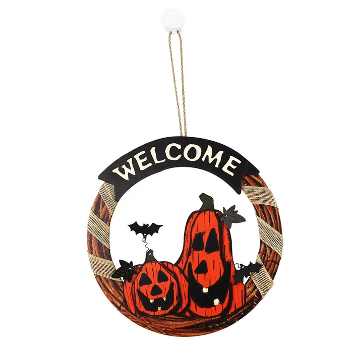 Dropshipped via Social Commerce Network Necklaces LOOM TREE Halloween Wreath Hanging Sign Halloween Party Decoration Pumpkin 1