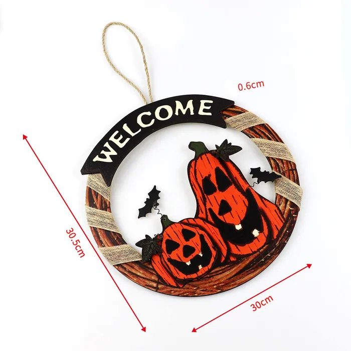 Dropshipped via Social Commerce Network Necklaces LOOM TREE Halloween Wreath Hanging Sign Halloween Party Decoration Pumpkin 1