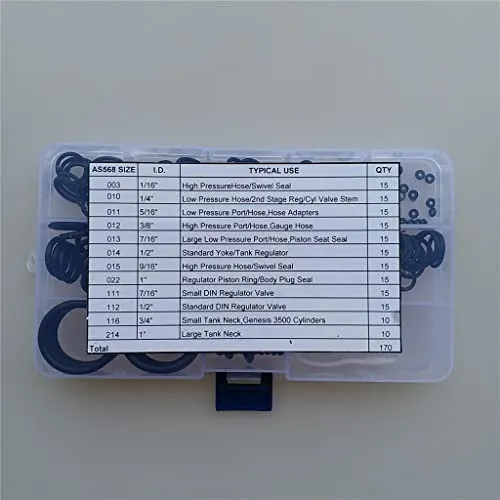 Dropshipped via Social Commerce Network Rings ATORSE ScunaNitrox ORing Kit 12 Sizes 170 Pcs 70 DURO for Dive Tank Valve Hoses