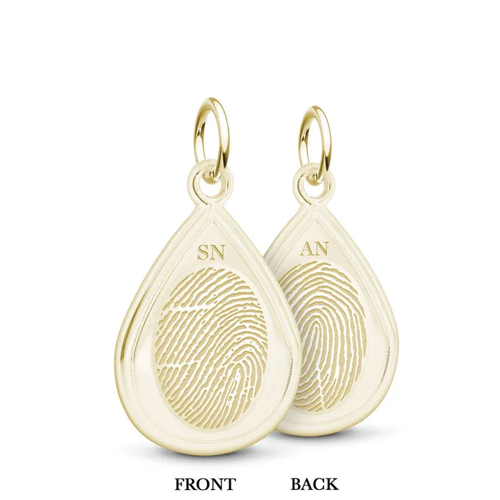 Dual Print 14k Yellow Gold Tear Drop Charm Legacy Touch Charm Necklaces