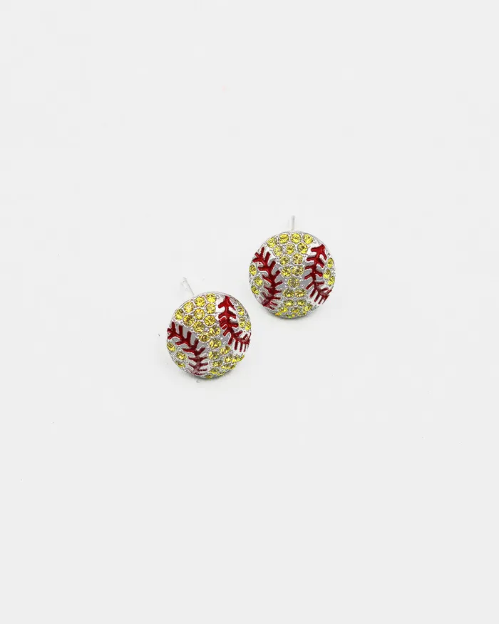Earrings 090122 Softball Crystal Stone Stud Earrings