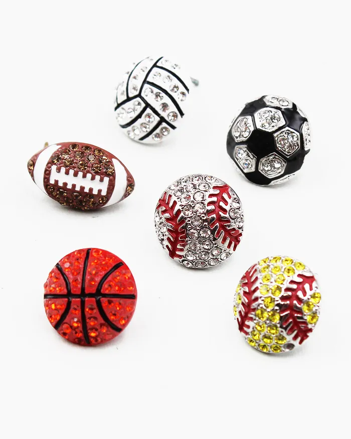 Earrings 090122 Softball Crystal Stone Stud Earrings