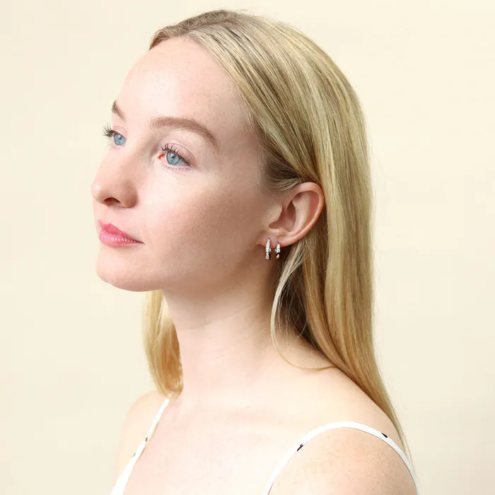 Earrings BERRICLE Bar CZ Hoop Earrings in Sterling Silver 2 Pairs