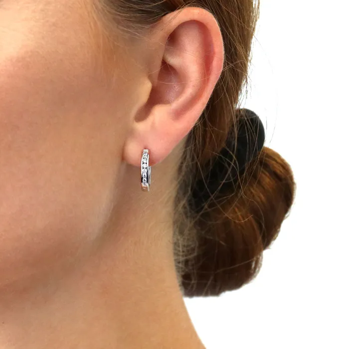 Earrings BERRICLE Bar CZ Hoop Earrings in Sterling Silver 2 Pairs
