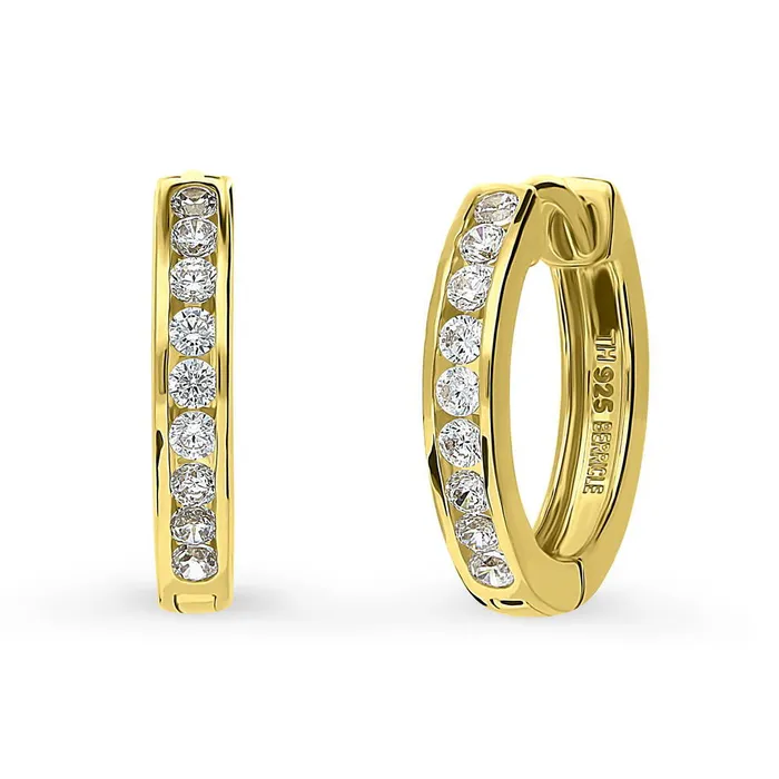 Earrings BERRICLE Bar CZ Hoop Earrings in Sterling Silver 2 Pairs