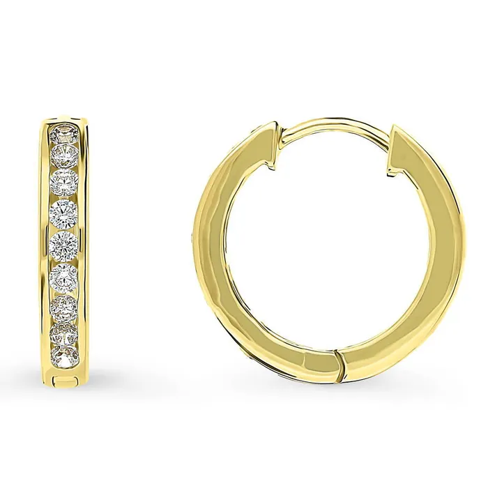 Earrings BERRICLE Bar CZ Hoop Earrings in Sterling Silver 2 Pairs