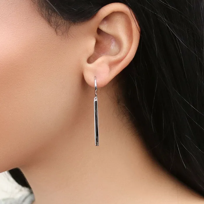 Earrings BERRICLE Bar Fish Hook Earrings in Sterling Silver